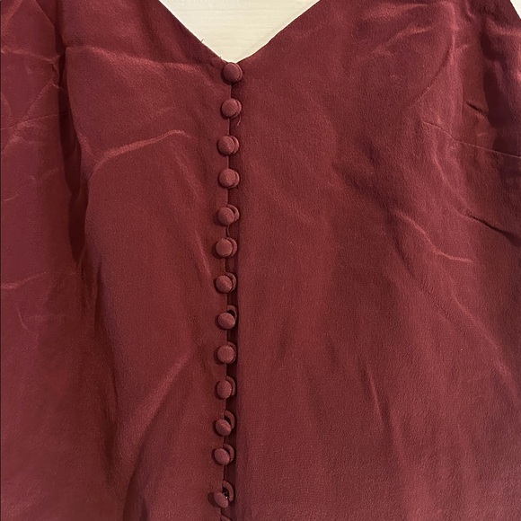 Madewell Silk Camisole Style Spaghetti Strap Tank Burgundy - Picture 2 of 6